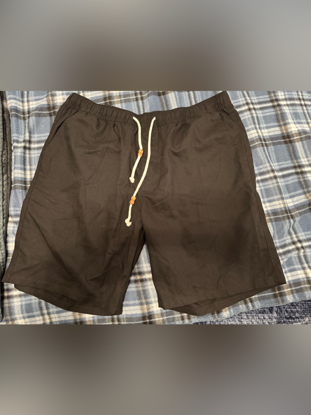 Men's Black Linen Dress Shorts with Drawstring